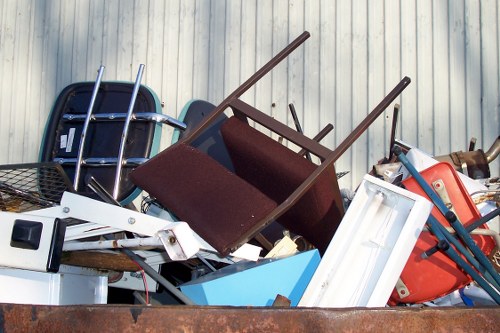 Environmentally friendly enclosed skip with recycling symbols